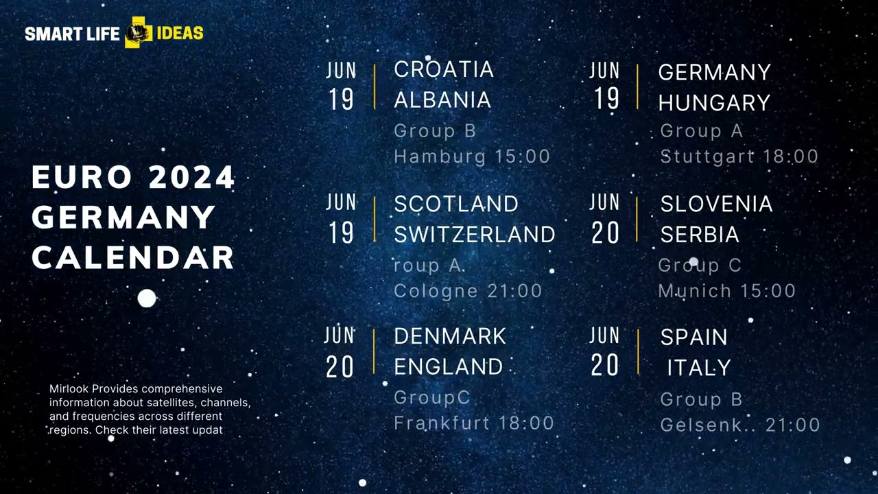 UEFA Euro 24 Germany Calendar 19/20 Jun 2024
