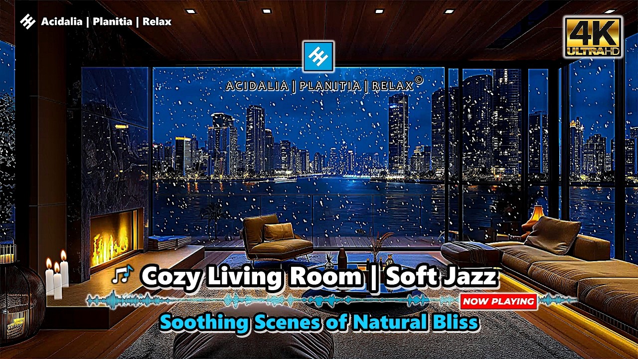 DEEP SLEEP VELVET GROOVE | Smooth Jazz Ambience in a Snowy Urban Retreat 🎷3 Hours | 4K UHD