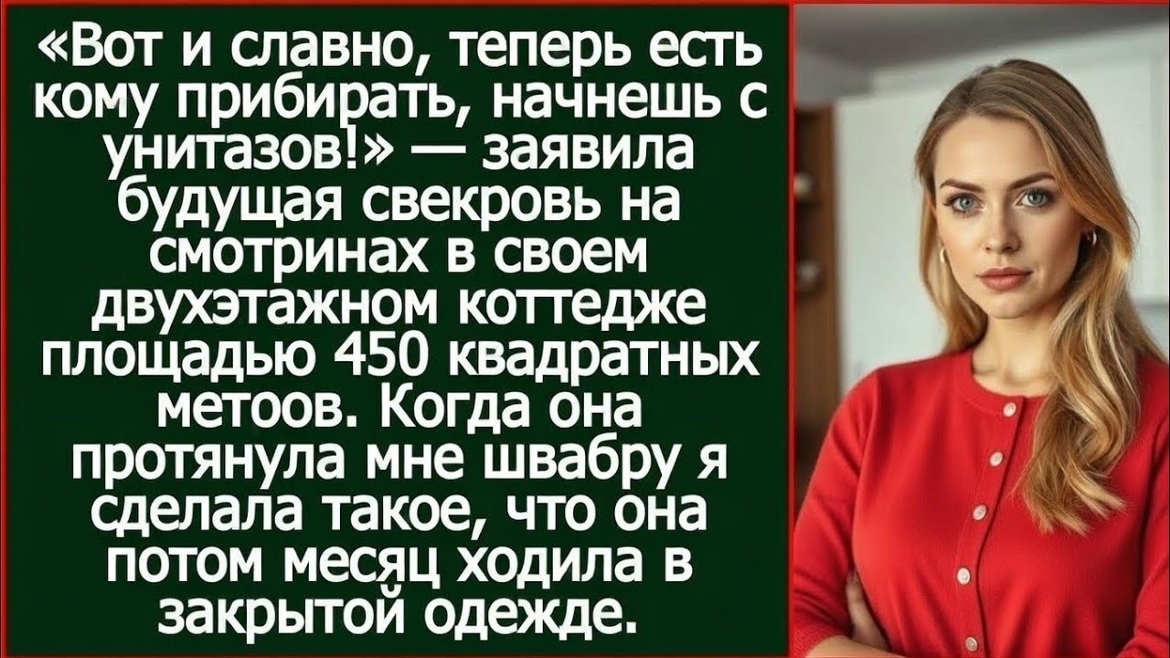 Вот и славно, теперь есть кому прибирать, начнешь с унитазов! Заявила будущая свекровь на смотринах