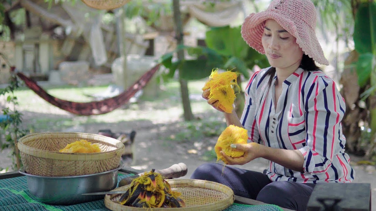 How to make Cambodian Dessert in my Village - Toddy Palm Rice Cake