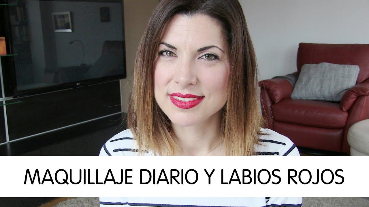 Maquillaje diario natural y labios rojos