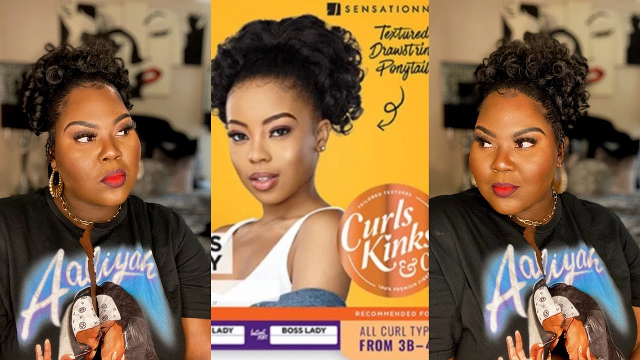 Quick install Sensationnel DrawString Ponytail Instant Pony Curls Kinks N Co Top Lady(Boss Lady)