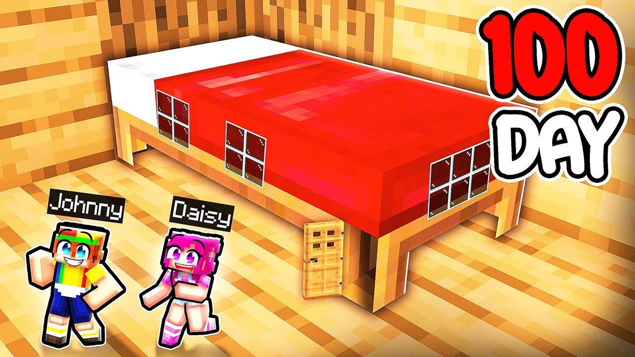 Johnny and Daisy Survive 100 Days inside Bed in Minecraft!
