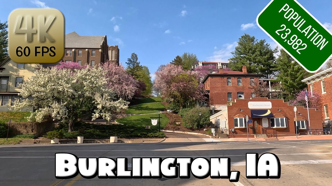 Driving Around Stunning Downtown Burlington, IA in 4k Video
