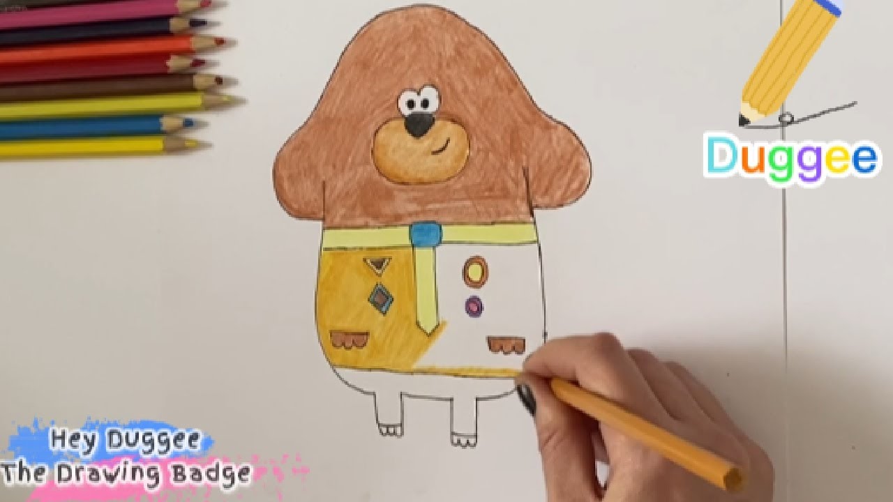 Hey Duggee and The Drawing Badge, Draw and colouring Duggee and the squirrels and other characters