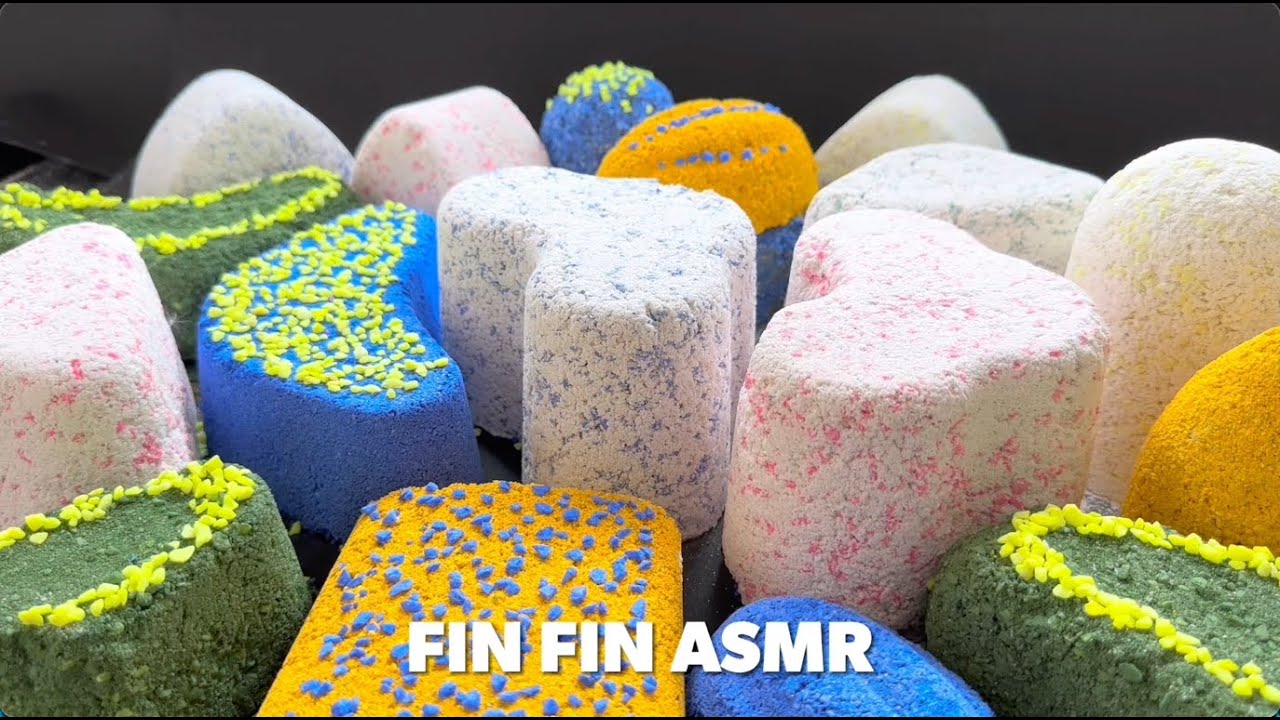 ASMR : Blue, Green, Yellow and White Sand Crumbling #394