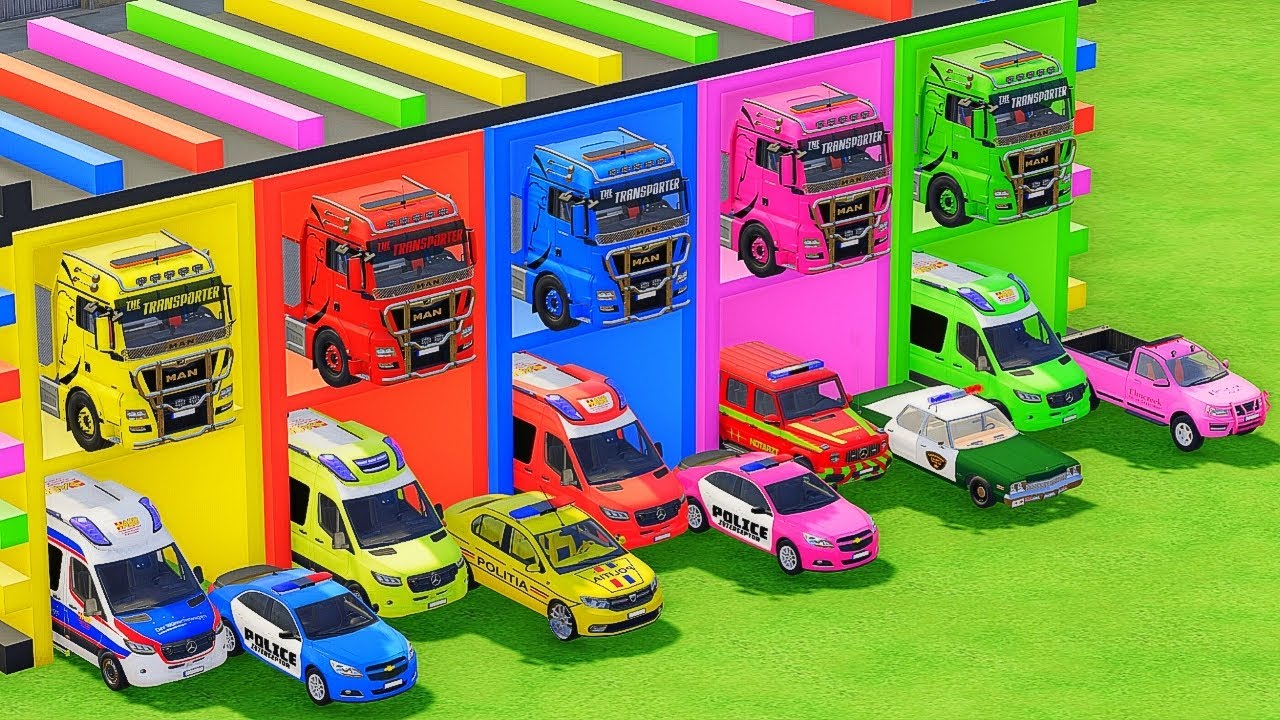 TRANSPORTING ALL POLICE CARS & EMERGENCY AMBULANCE VEHICLES WITH MERCEDES-BENZ TRUCKS | FS22 #025