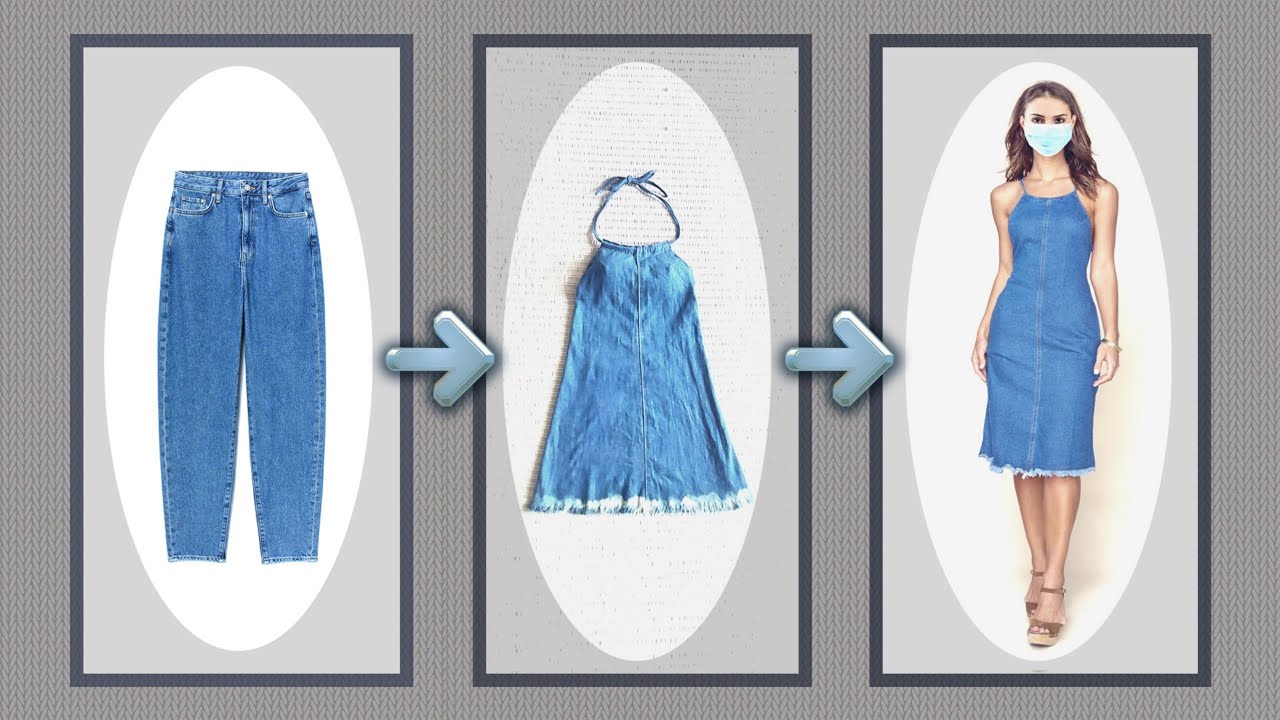 DIY #35 | Tái Chế Quần Jeans Cũ Thành Đầm | Recycling Old Clothes