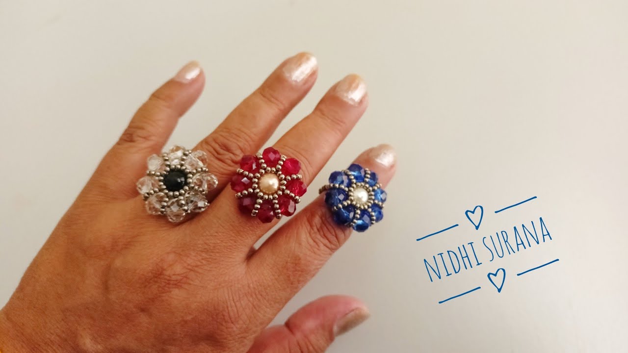 Noor, Cocktail Ring with Crystal Rondelle/Jewelry making Tutorial/Anillo diy