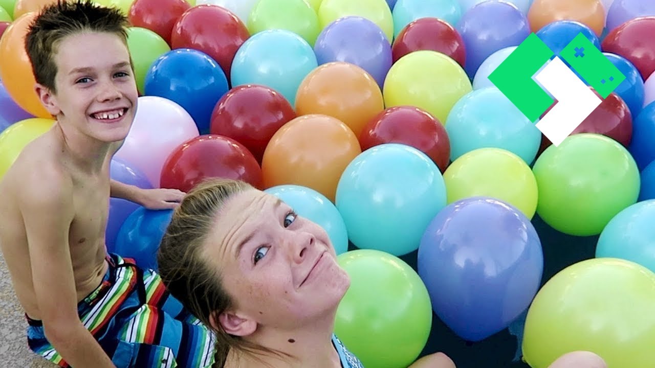 200 Balloon Popping In The Pool! (Day 2001) | Clintus.tv