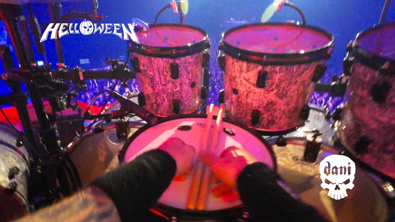 This is what a heavy metal drummer sees 🎃 Dani L&ouml;ble - Drummer of Helloween #helloween #drums #drum
