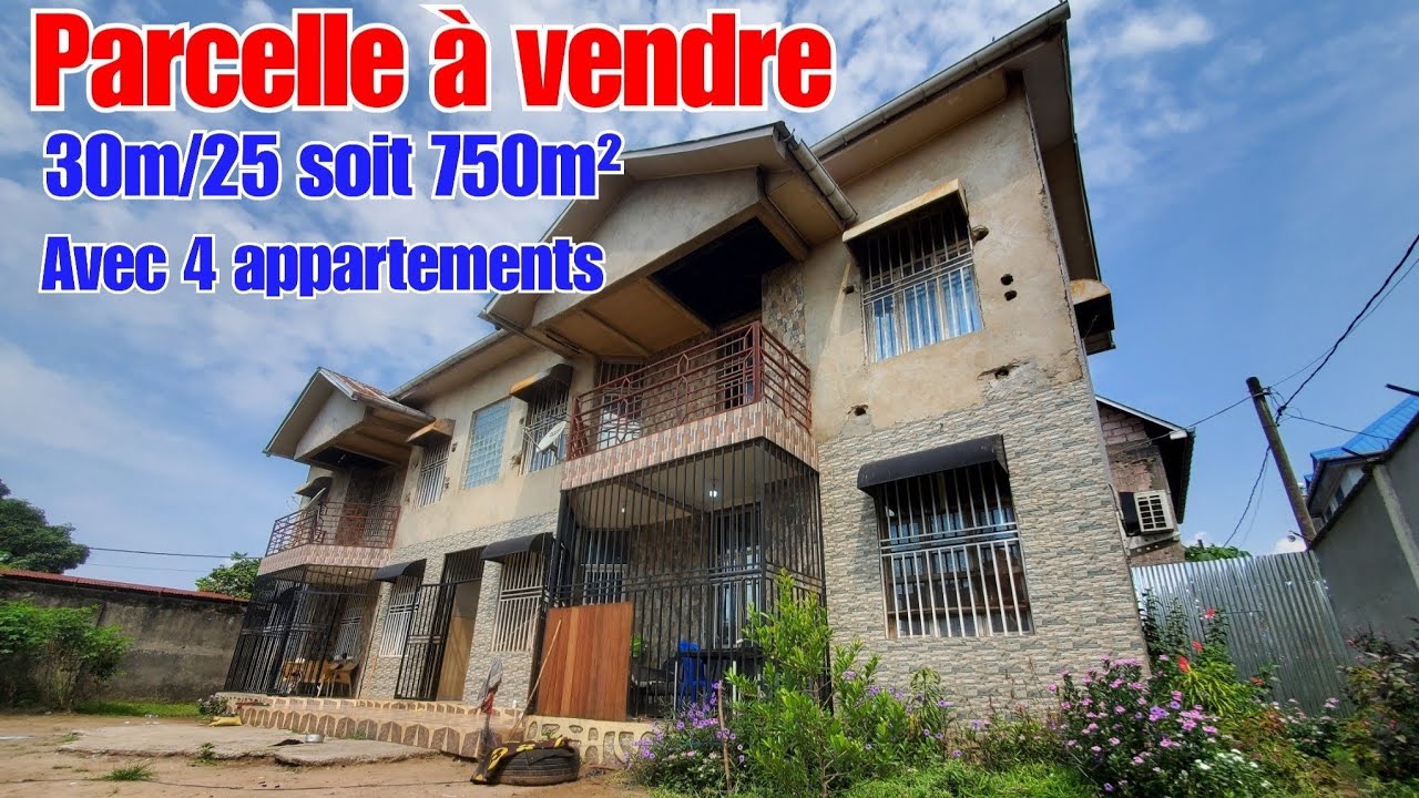 👉PARCELLE DE 30m/25 MISE EN VENTE À KINSHASA AVEC UN BÂTIMENT DE R+2 ET 4 APPARTEMENTS HABITABLES