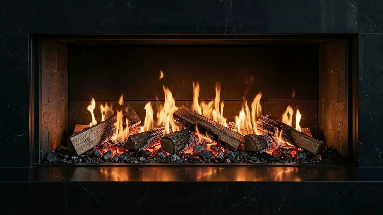 Modern Fireplace Ambience for TV🔥 4 Hours Crackling Fire Sounds