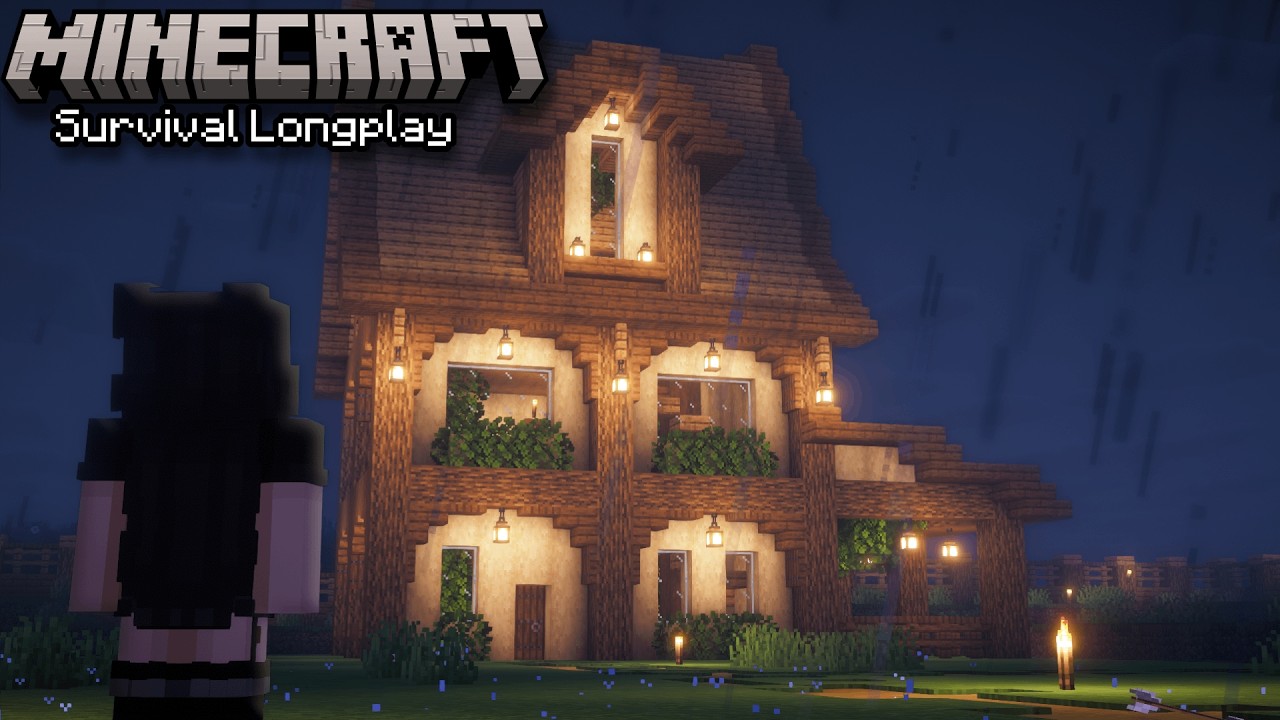 Minecraft Relaxing Longplay | Cozy Survival Town Build | No Commentary