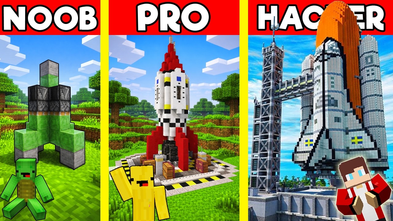 Битва за строительство дома на космическом корабле и ракете в Minecraft - Испытание 