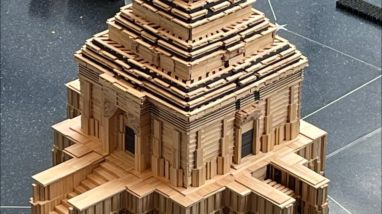 Konark Sun Temple made with planks! KAPLA and KEVA Timelapse + PERFECT Topple!