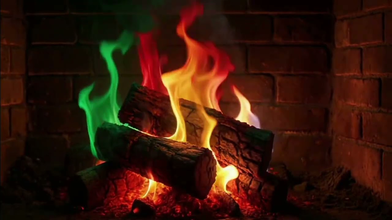 10H+ Feu de Cheminée 4K Arc-en-Ciel Rouge Vert Jaune  | African Fireplace Flames ASMR Relaxation.