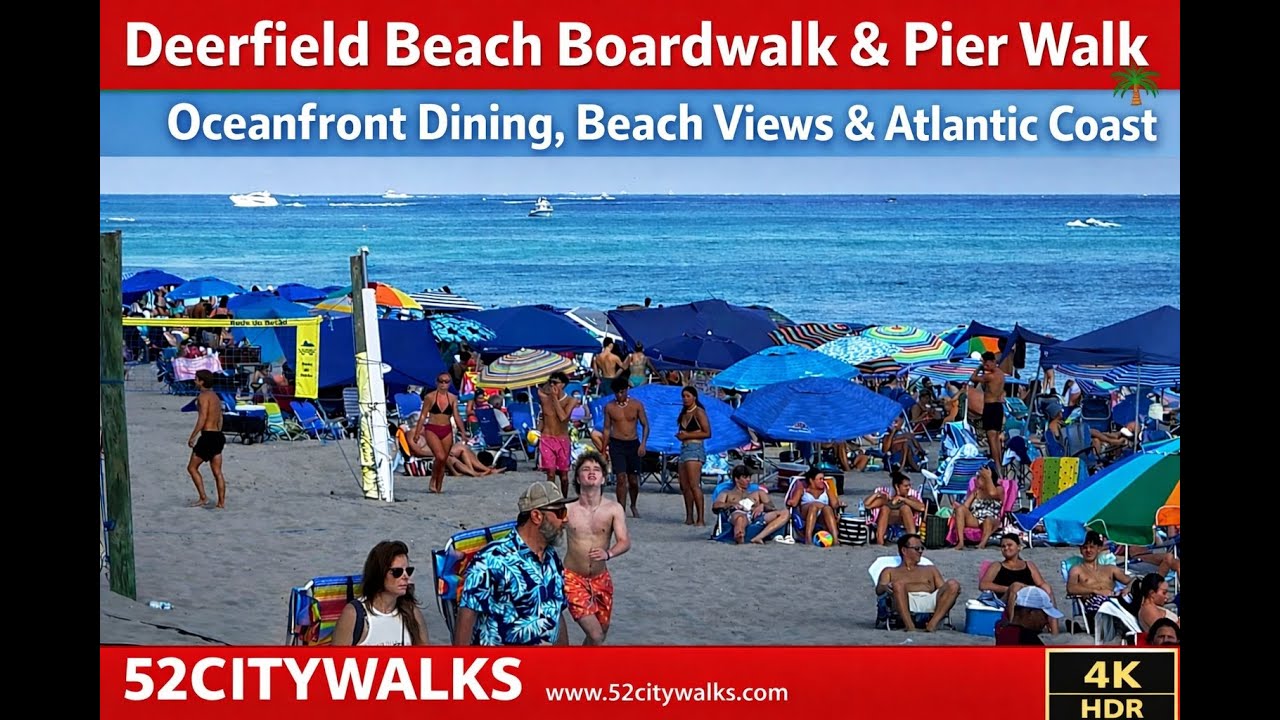 Deerfield Beach Boardwalk & Pier Walk 🌴 | Oceanfront Dining, Beach Views & Atlantic Coast (4K HDR)
