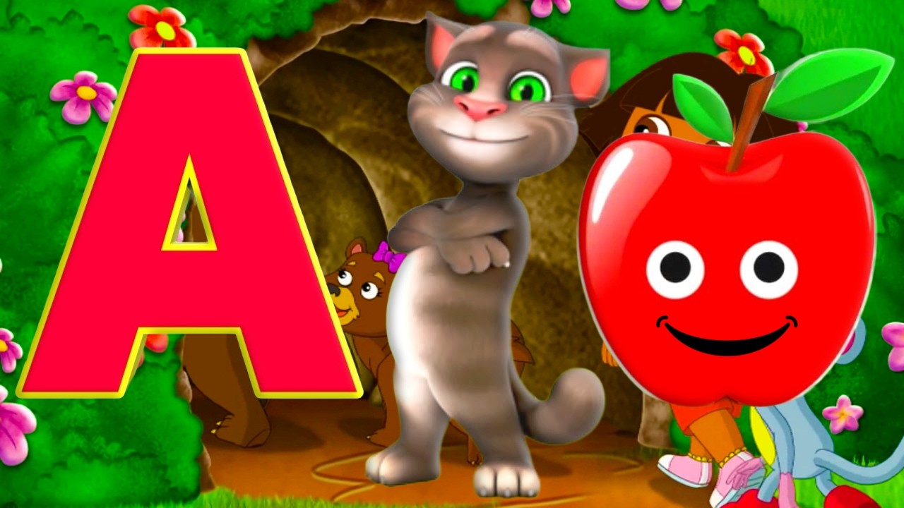 ABCD, A для яблока, 123 числа, счет от 1 до 10, один, два, три, учимся считать по алфавиту от A д...
