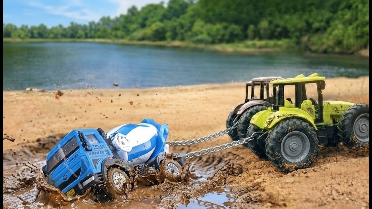 Mud Rescue! Powerful Tractor Pulls Out Heavy Truck | ZyloToys