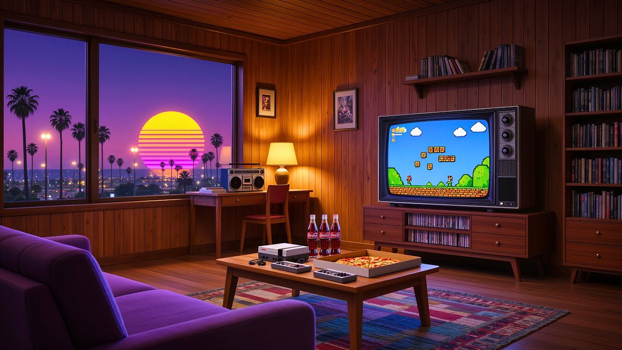Retro Room 1985 Miami Vibes 🌴 | Chill Lofi Synthwave Music | 80s Nostalgia Radio to Relax & Game
