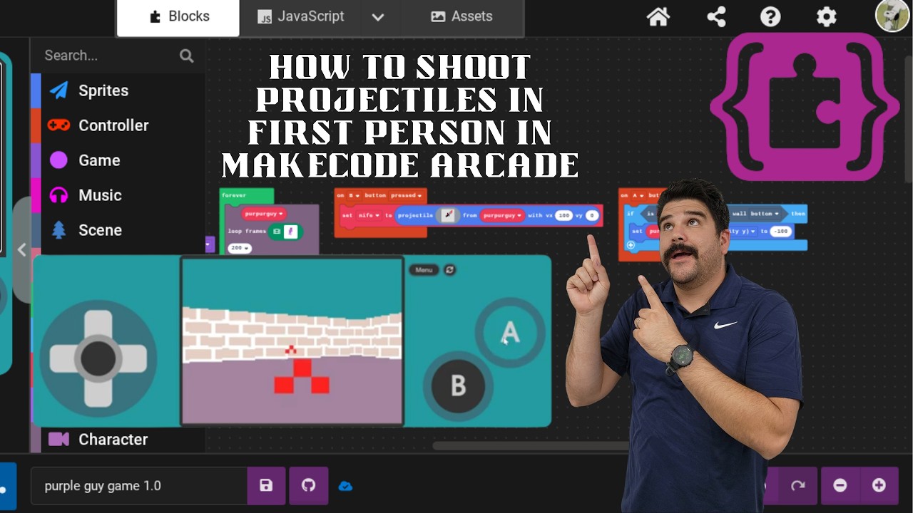 MakeCode Arcade:Shoot Projectiles in the direction the myself sprite is facing.RayCasting- 3D render