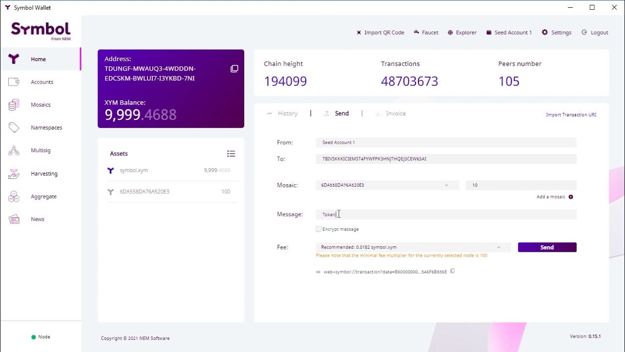 How to use Symbol blockchain wallet. How to create tokens