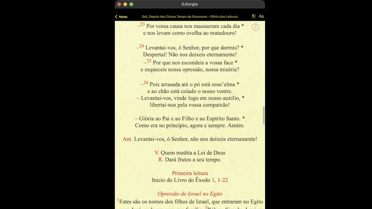 Ofício das Leituras - Quinta-feira depois das Cinzas - Liturgia das Horas