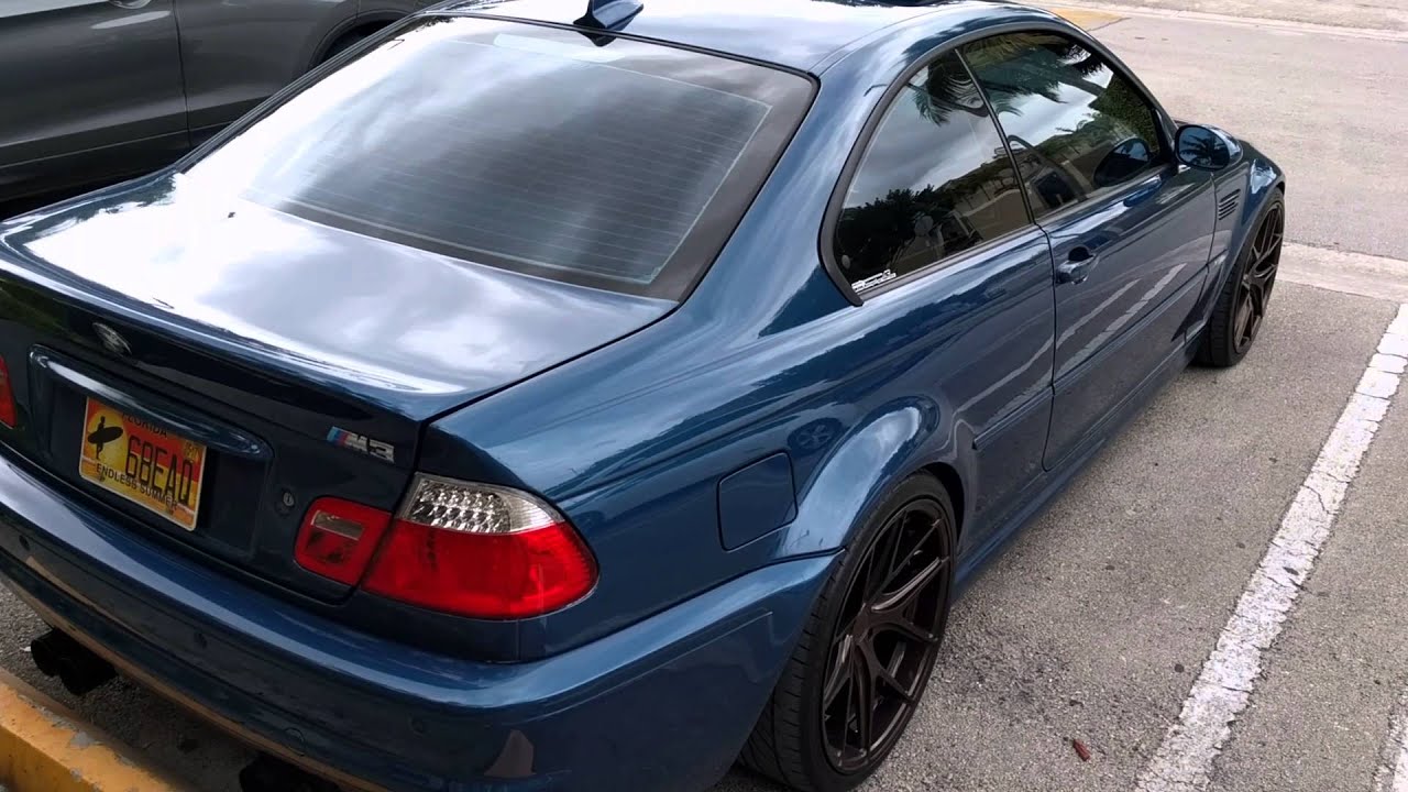 Clean E46 M3 Topaz blue walk around clip.