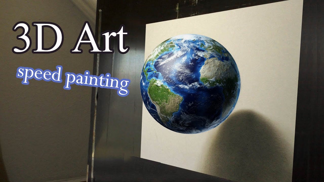 Planet Erde gemalt in 3D Trick Art