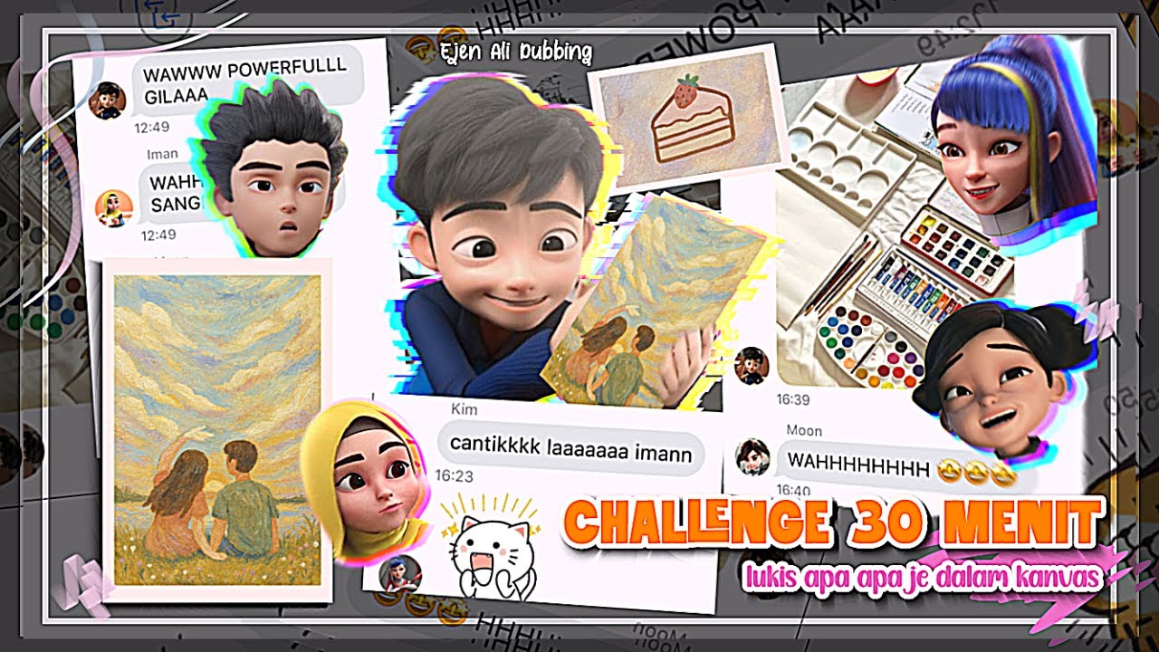 CHALLENGE 30 MENIT LUKIS APA APA JE DALAM KANVAS 🎨🖌|| Ejen Ali Dubbing apa yang rudy gambar tu hahah