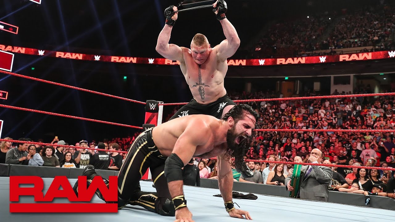 Брок Леснар жестоко избивает Сета Роллинса: Raw, 3 июня 2019 г.