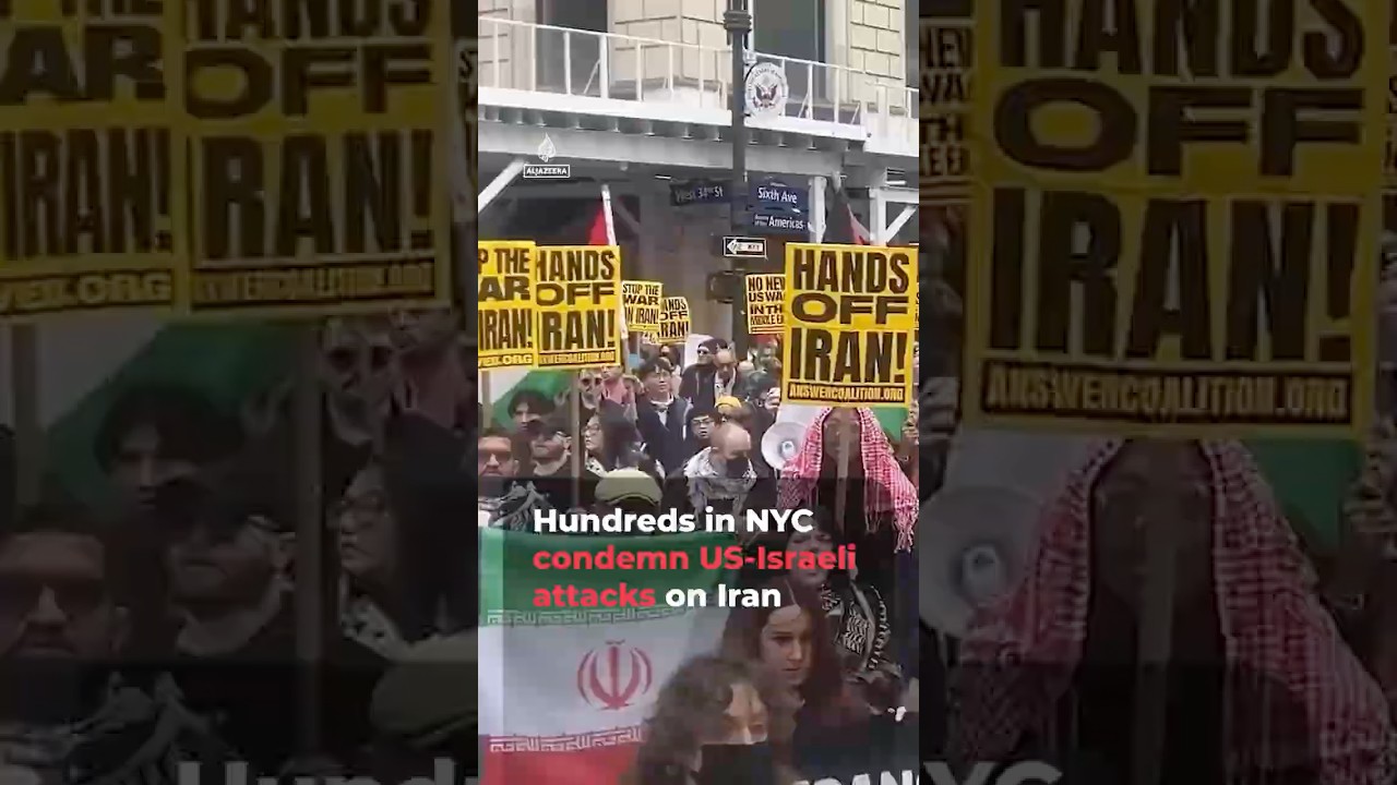 Hundreds march in New York condemning US-Israeli attacks on Iran | AJ #shorts