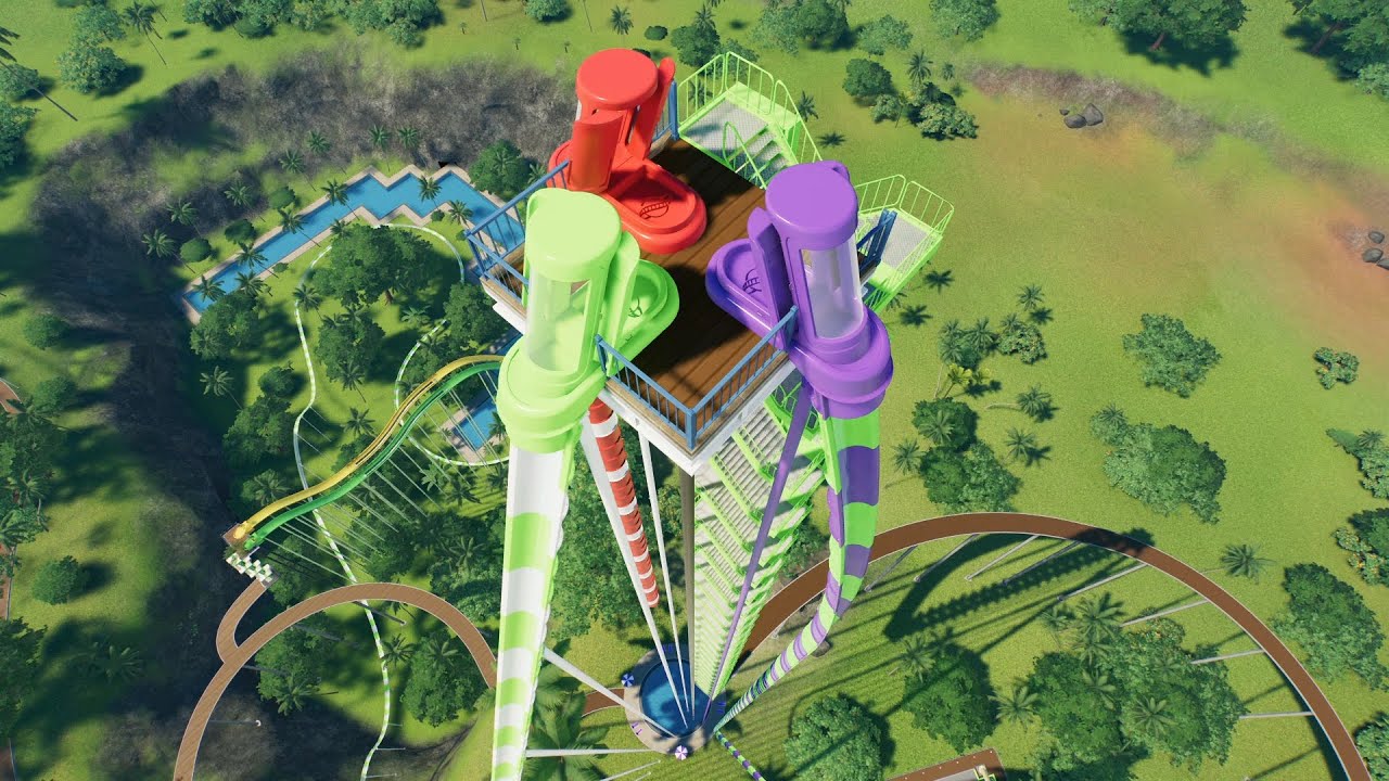 Trapdoor Water Slides Tower in the Jungle - Planet Coaster 2