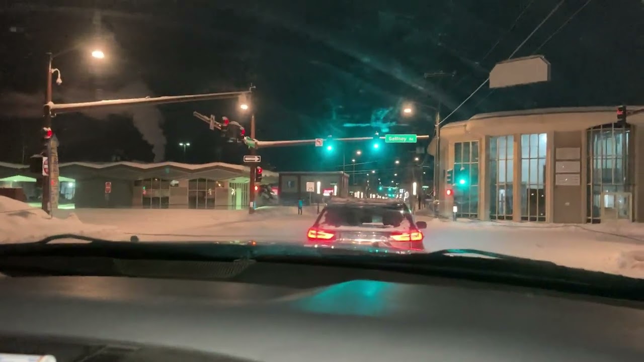 Night drive though Fairbanks Alaska