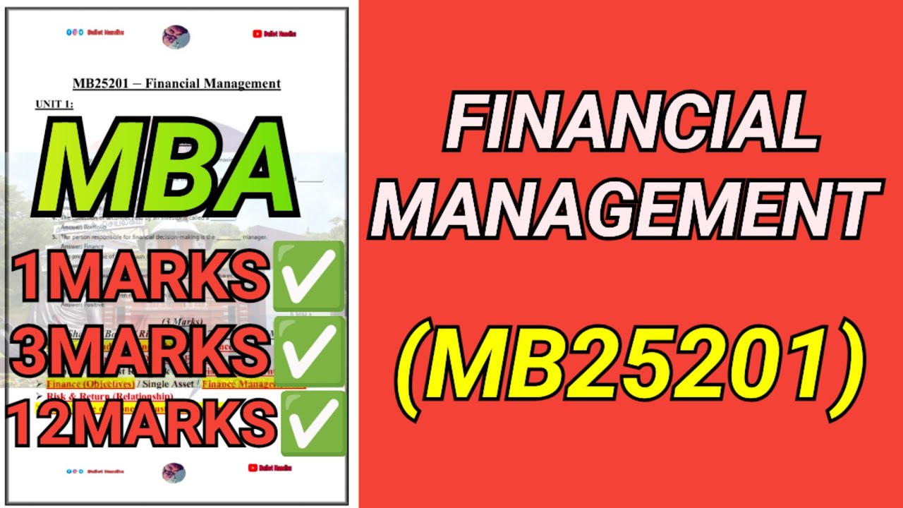 Financial Management- MB25201| Financial Management| MB25201 | Finance| MBA| Regulation 2025#mb25201