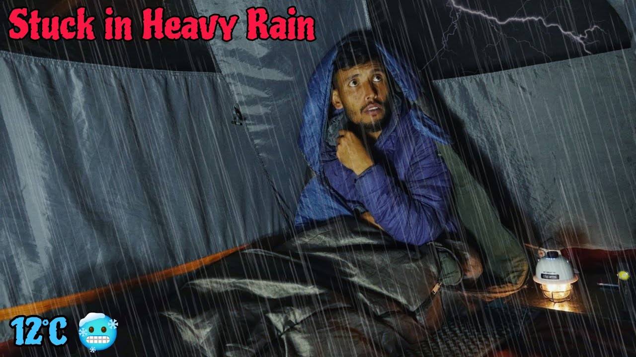 Solo Camping in Non Stop Heavy Rain storm | Camping in Extreme Cold Weather | Camping Video