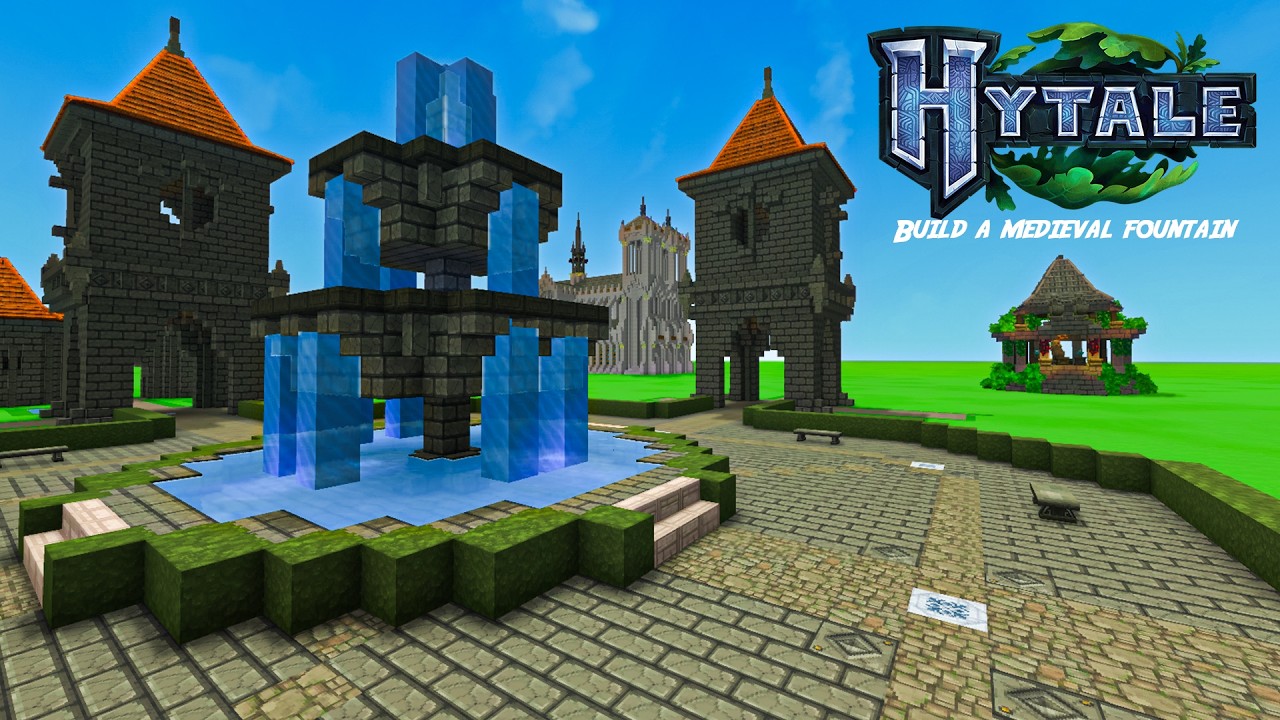 Hytale | How to Build a Medieval Fountain | Hytale Tutorial