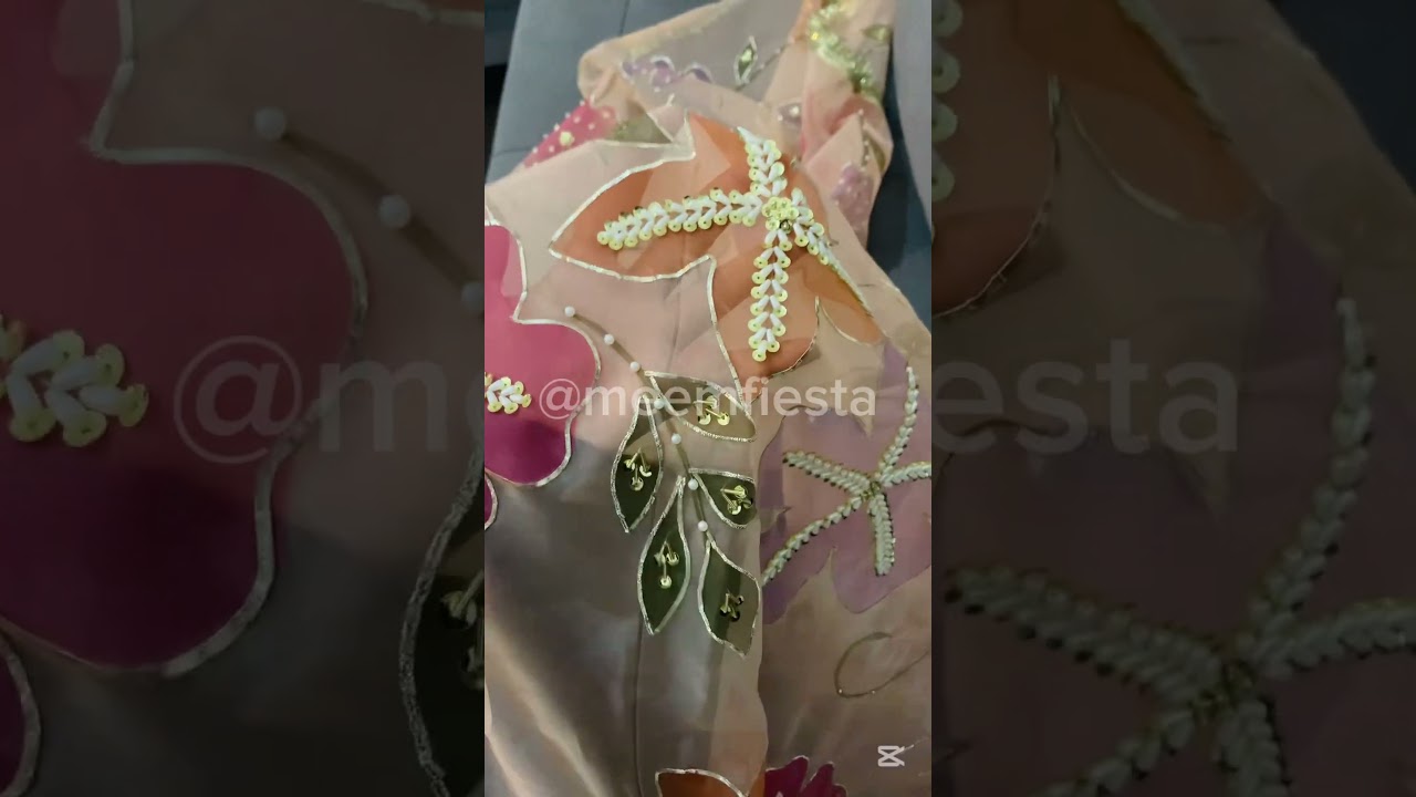 Hand Painted Dupatta with Embellishments | MEEMFIESTA 