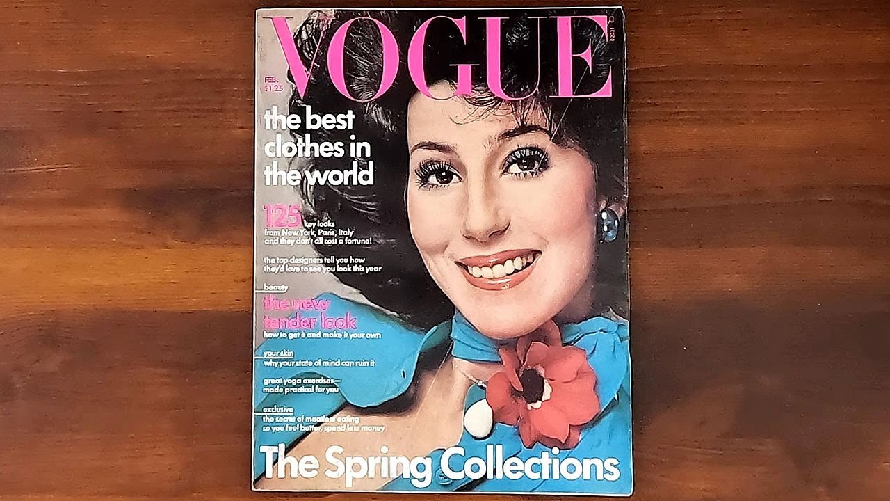Vogue February 1975 Cher, Goldie Hawn, Margaux Hemingway | ASMR Magazine Flip Through