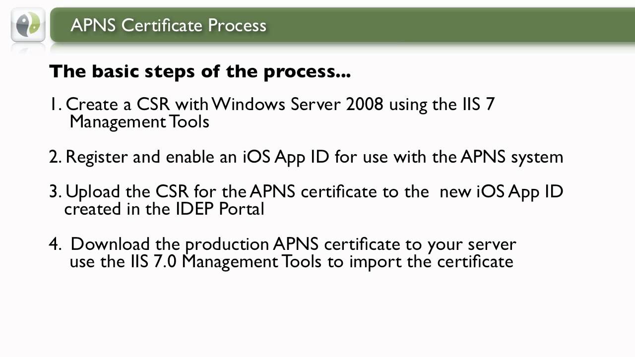 APNS Certificate Process with Zenprise
