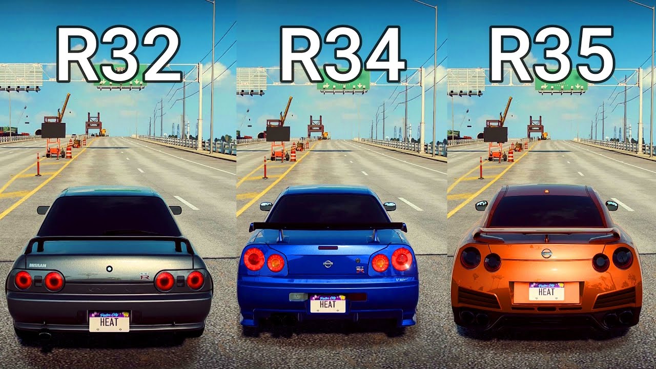 NFS Heat: GTR R32 vs GTR R34 vs GTR R35 - Drag Race