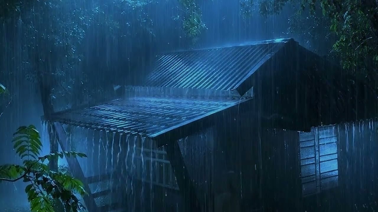 Endless Rain Falling on Roof at Night ⛈️ Peaceful Dark Ambience for Sleeping