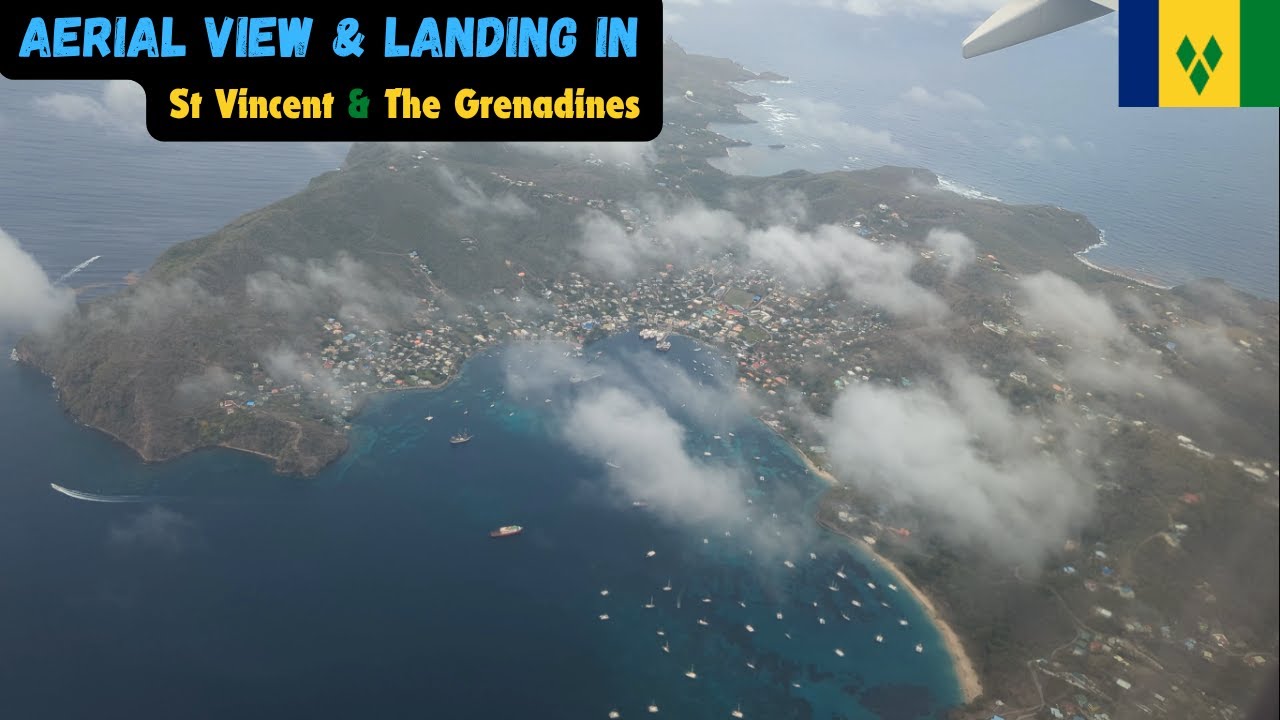 Aerial view & Landing in Saint Vincent and the Grenadines 🇻🇨