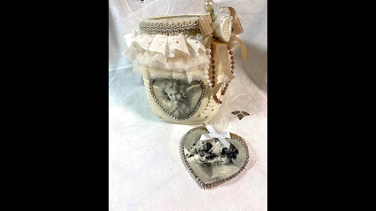 Shabby Chic Altered Jar Tutorial Featuring AngeldreamCraftsKim on Etsy