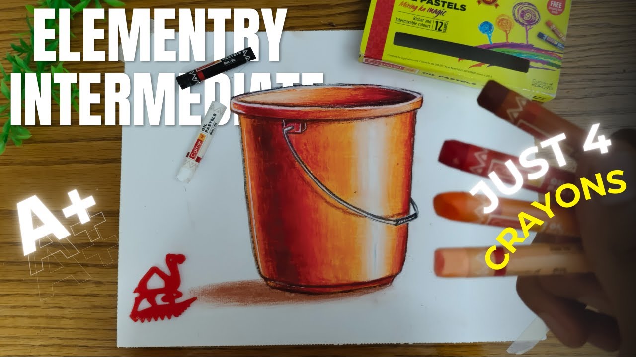 Drawing BUCKET with Oil Pastels | Still life Object drawing Elementary and Intermediate Drawing Exam