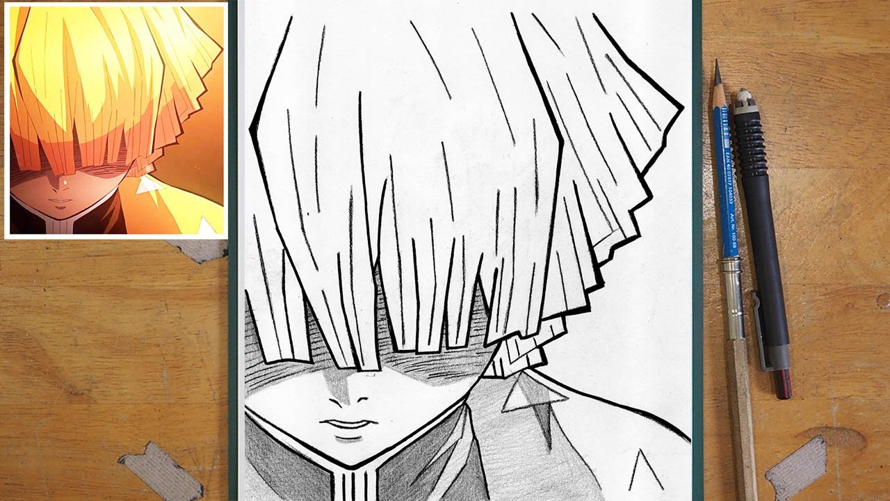 Zenitsu Drawing Step by Step | Easy Anime Tutorial for Beginners