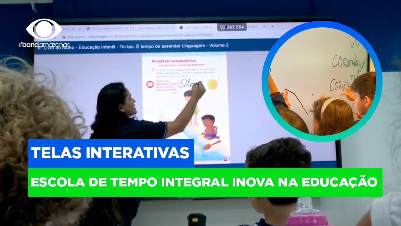Escola de tempo integral de Manaus investe na tecnologia educacional com telas interativas em 4K