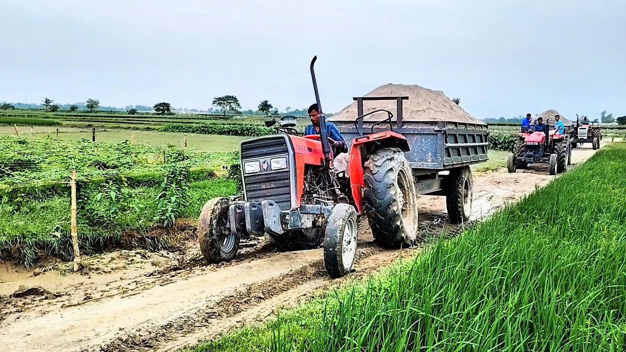 tafe 45 Di  tractor vs case jx 55 T tractor fully loaded driving Test, ট্রাক্টর ড্রাইভার 