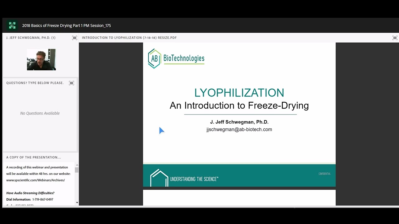 Webinar Part 1: Four-part lecture series on basic principles and practices of lyophilization